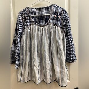 Hannah Navy and White Striped Kids Blouse